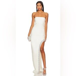 Cinq à Sept Sammy Embellished Crepe Strapless Gown IVORY